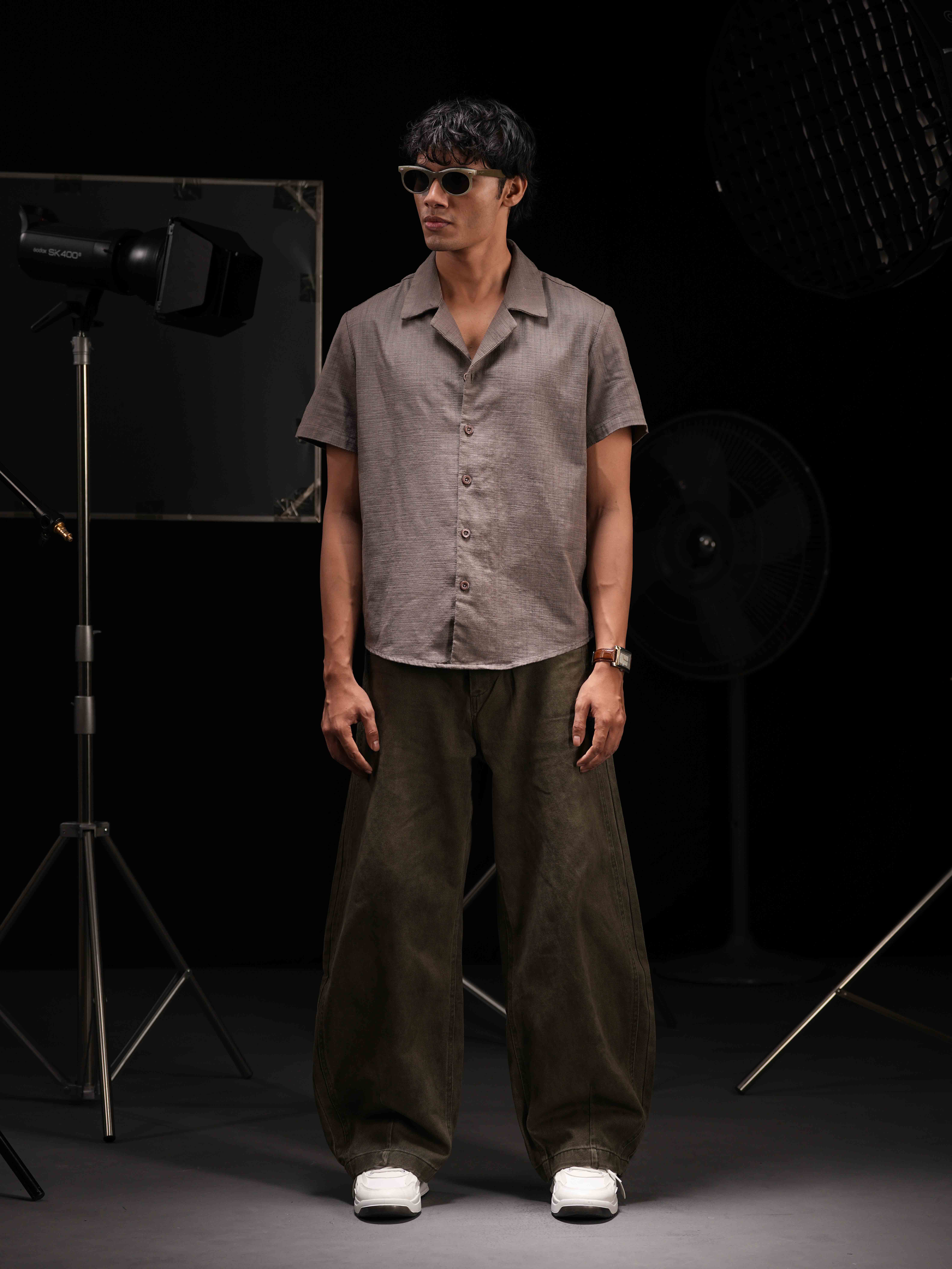 Alden Half-sleeve Shirt - Saddle Brown - view 1