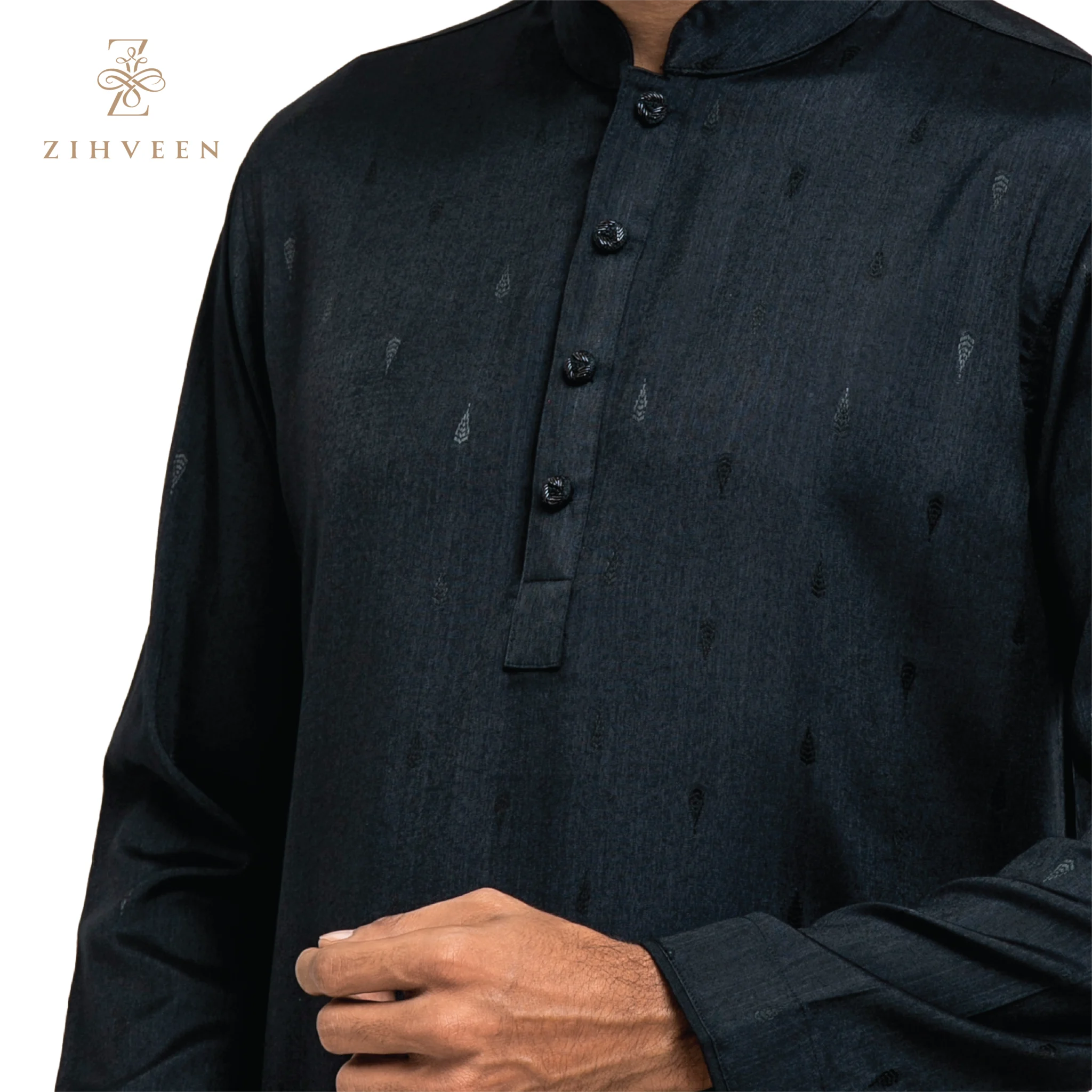 Black Color Small Motif - ZVBM10A - view 2