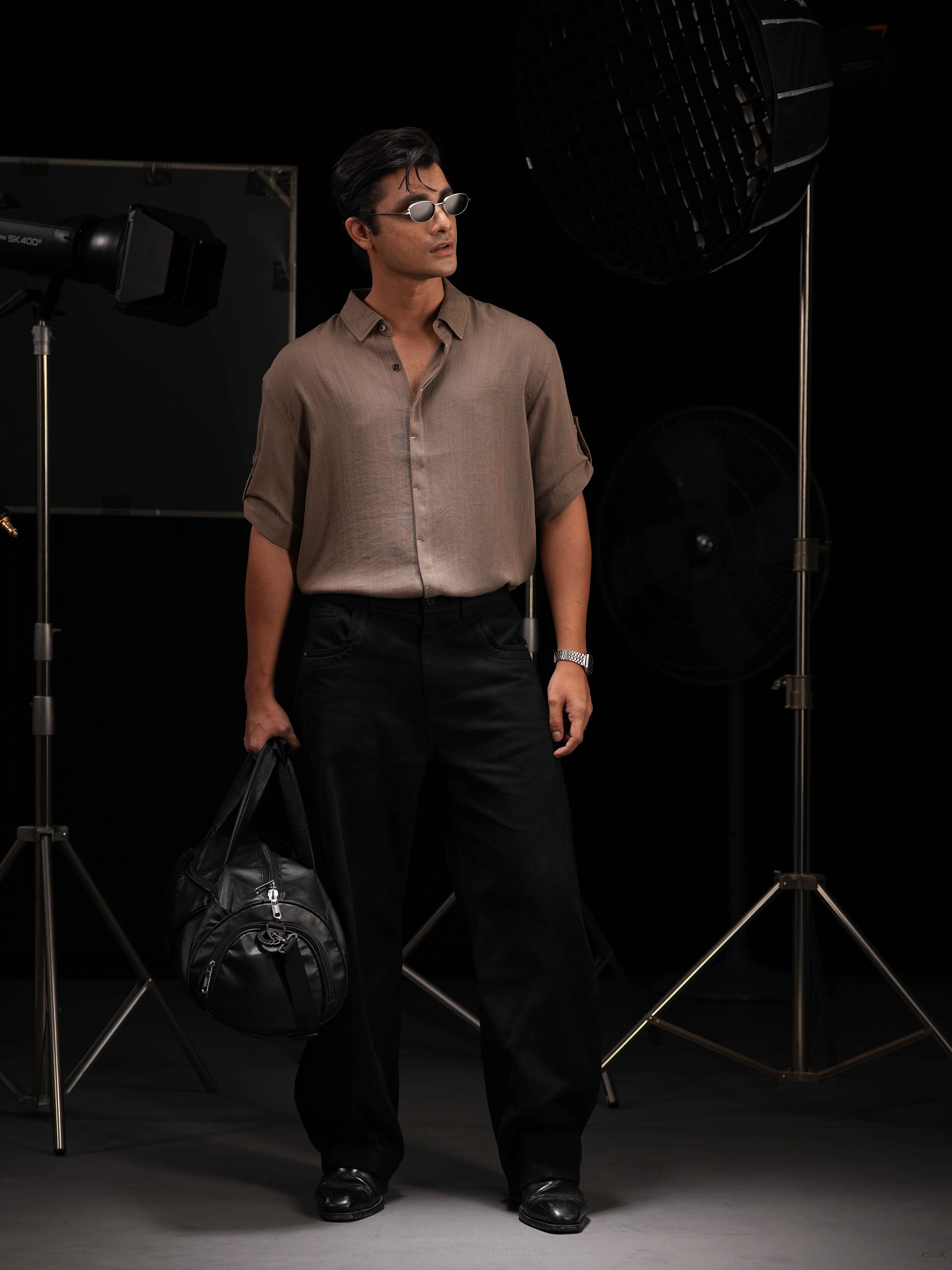 Contemporery Half-sleeve shirt - Brown