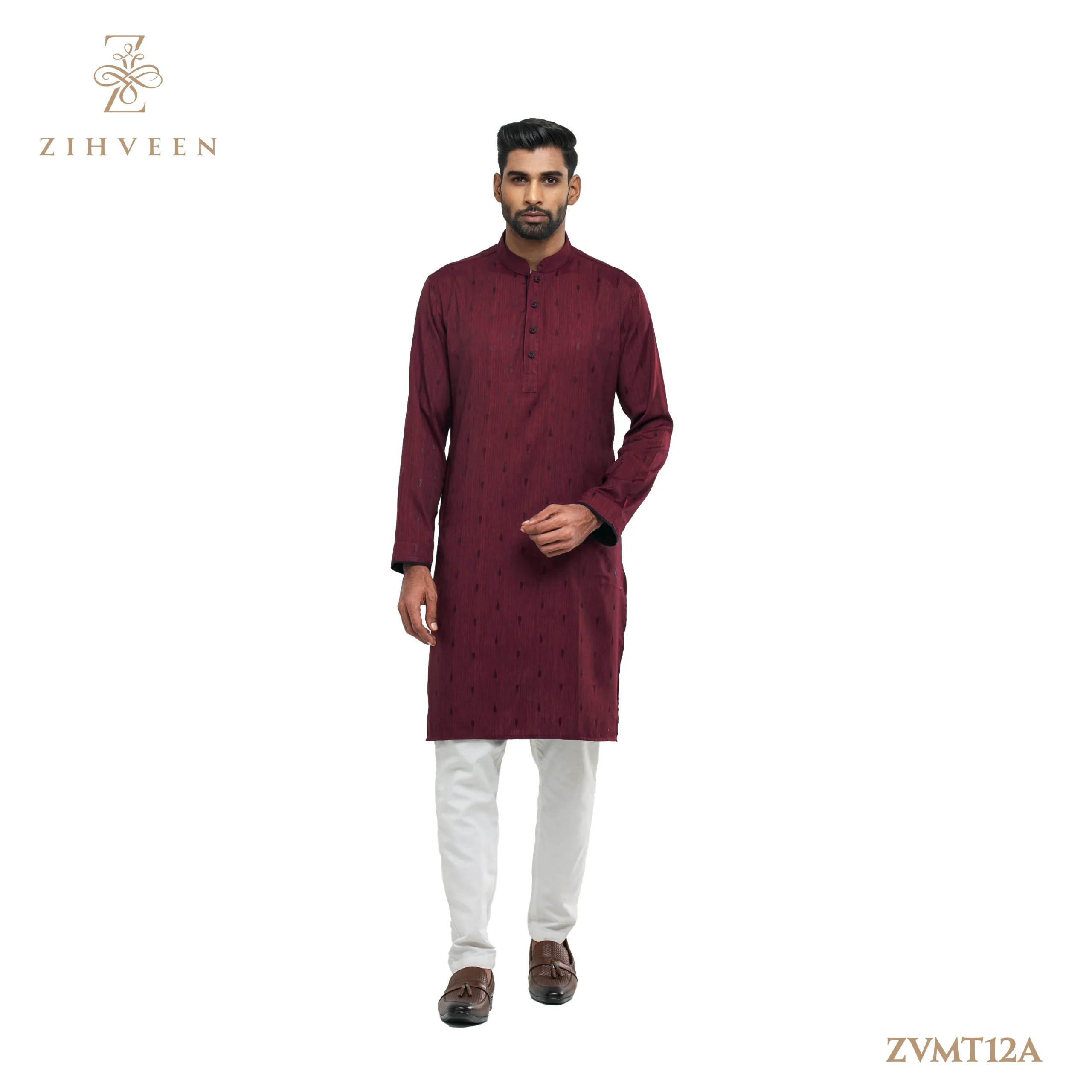 Maroon Colour Small Motif - ZVMT12A - view 2