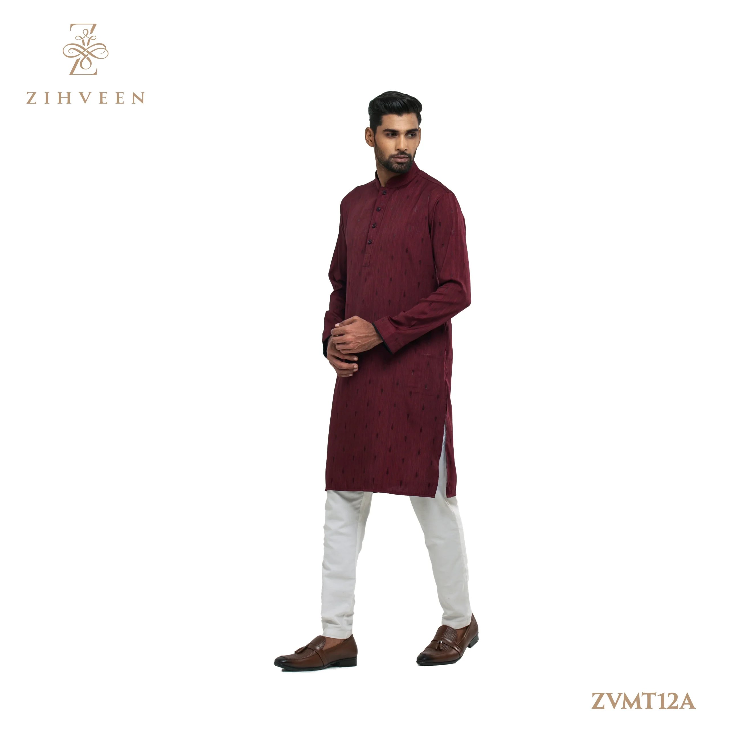 Maroon Colour Small Motif - ZVMT12A - view 3