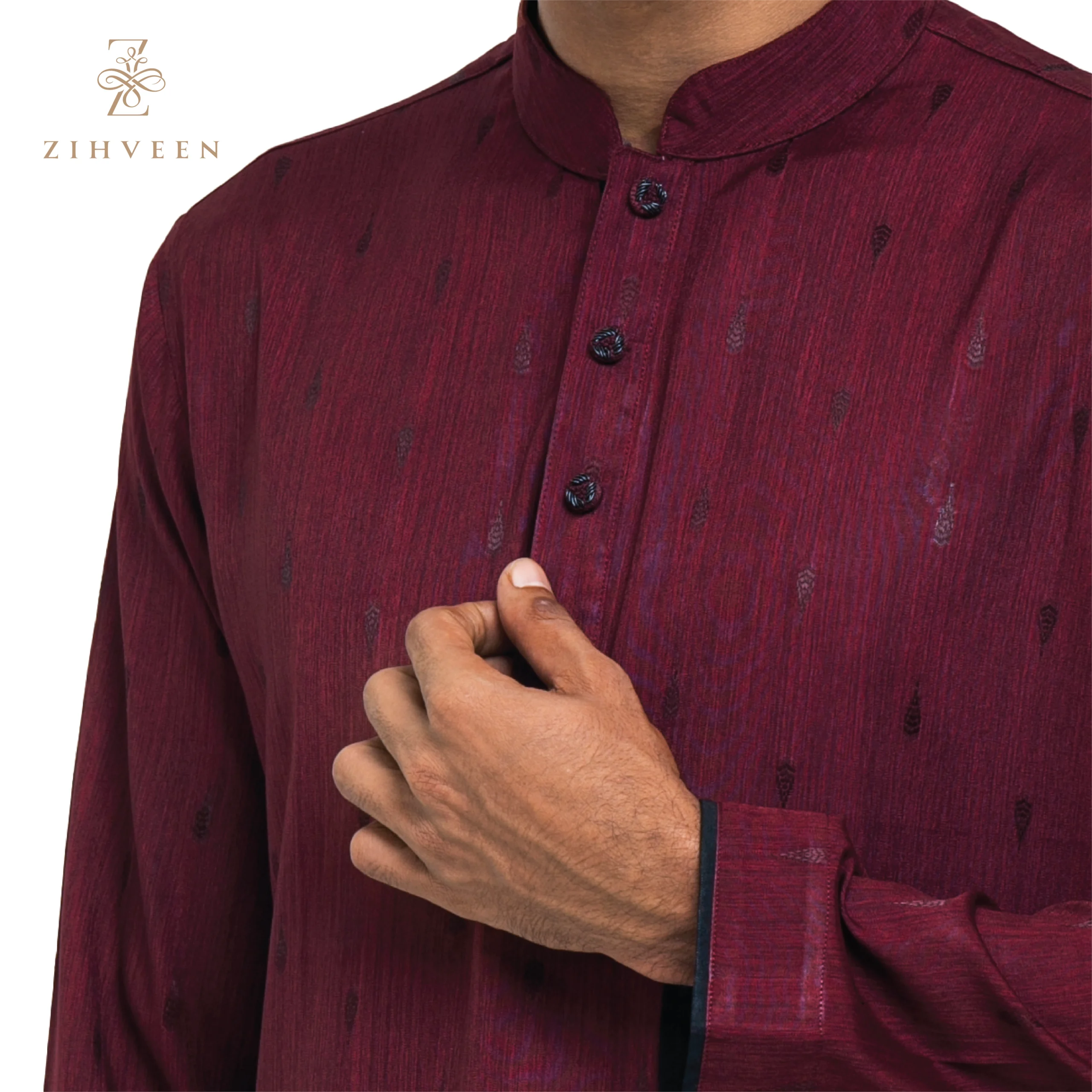 Maroon Colour Small Motif - ZVMT12A - view 1