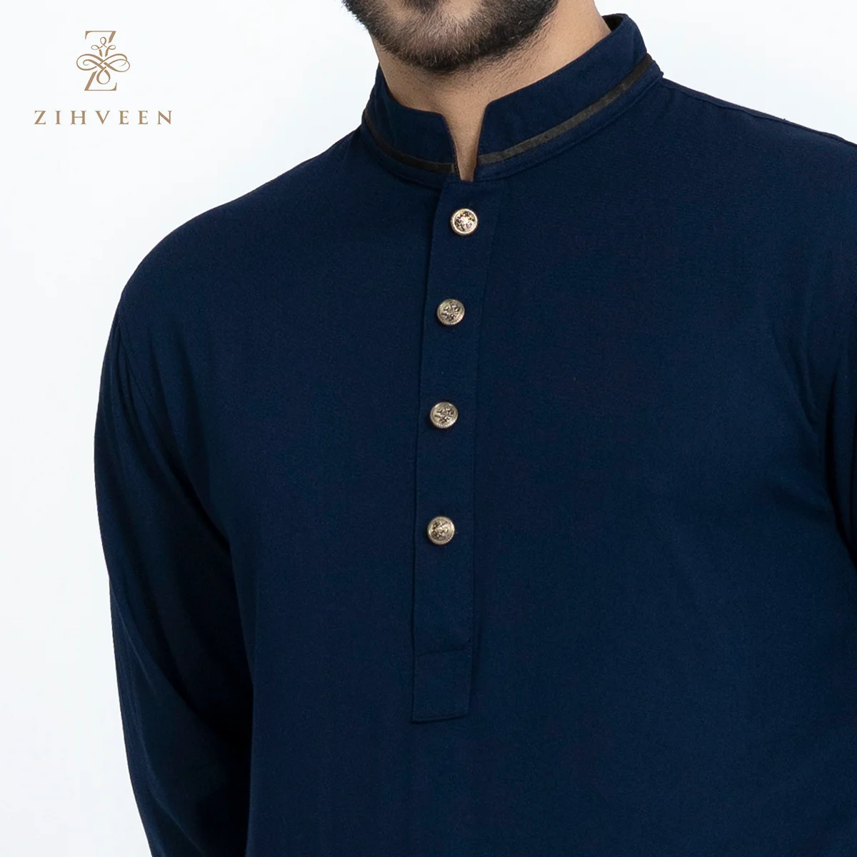 Navy Blue with golden button - ZVNBE21A - view 1