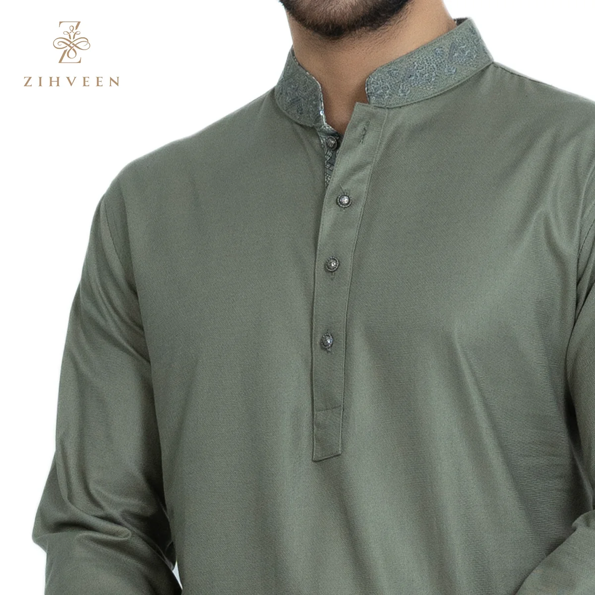 Pastel Green embroiderywith contrast - ZVPOE15A