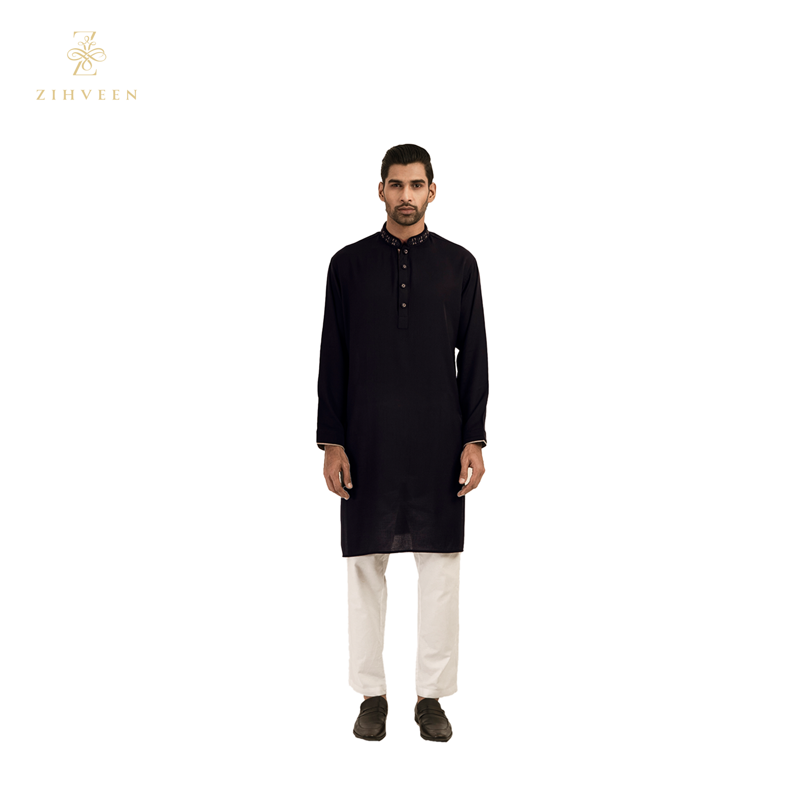 Black with fusion colour zardozi - ZVBF2510E - view 3