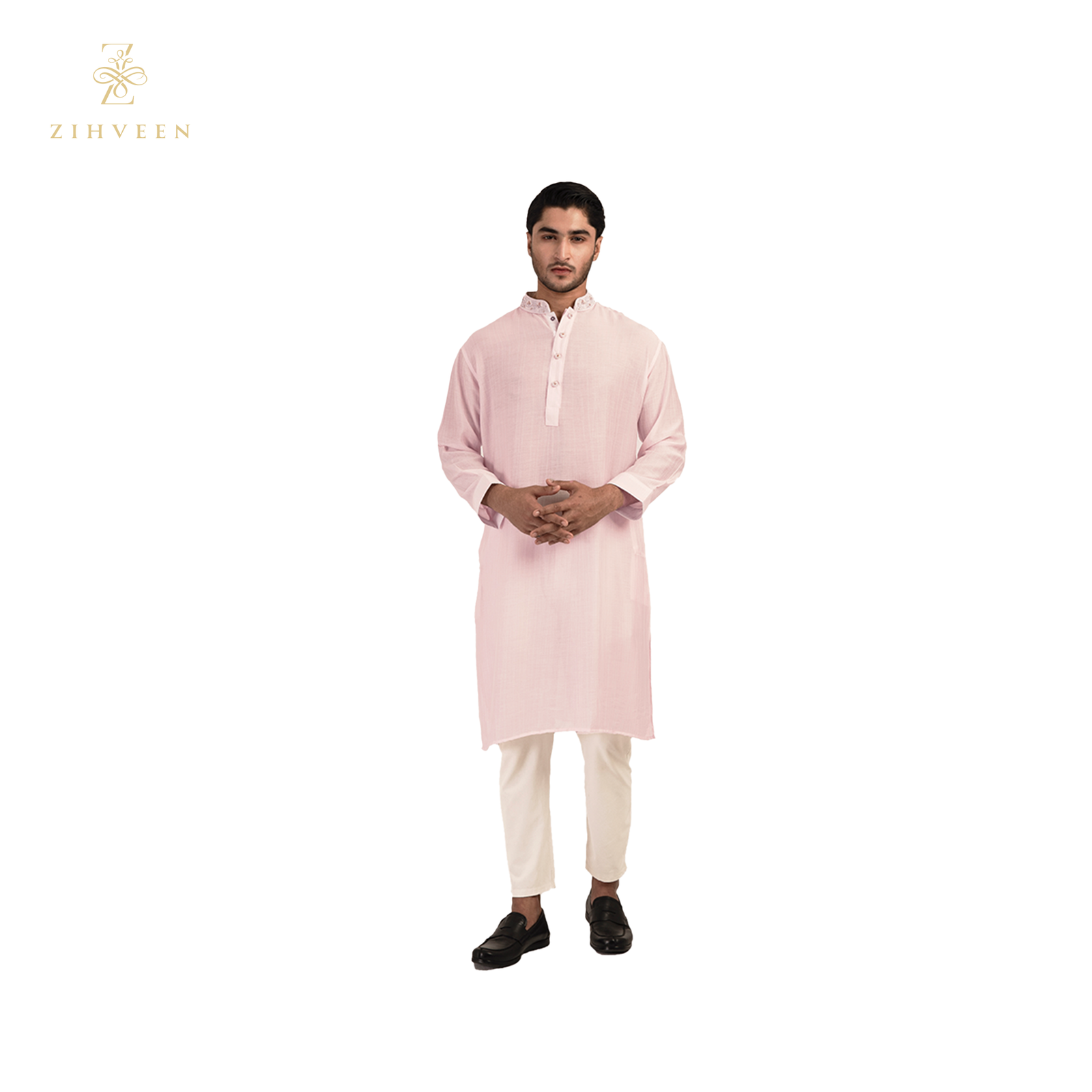 Ice Pink Fusion Color with Zardozi - ZVIP2541E - view 3