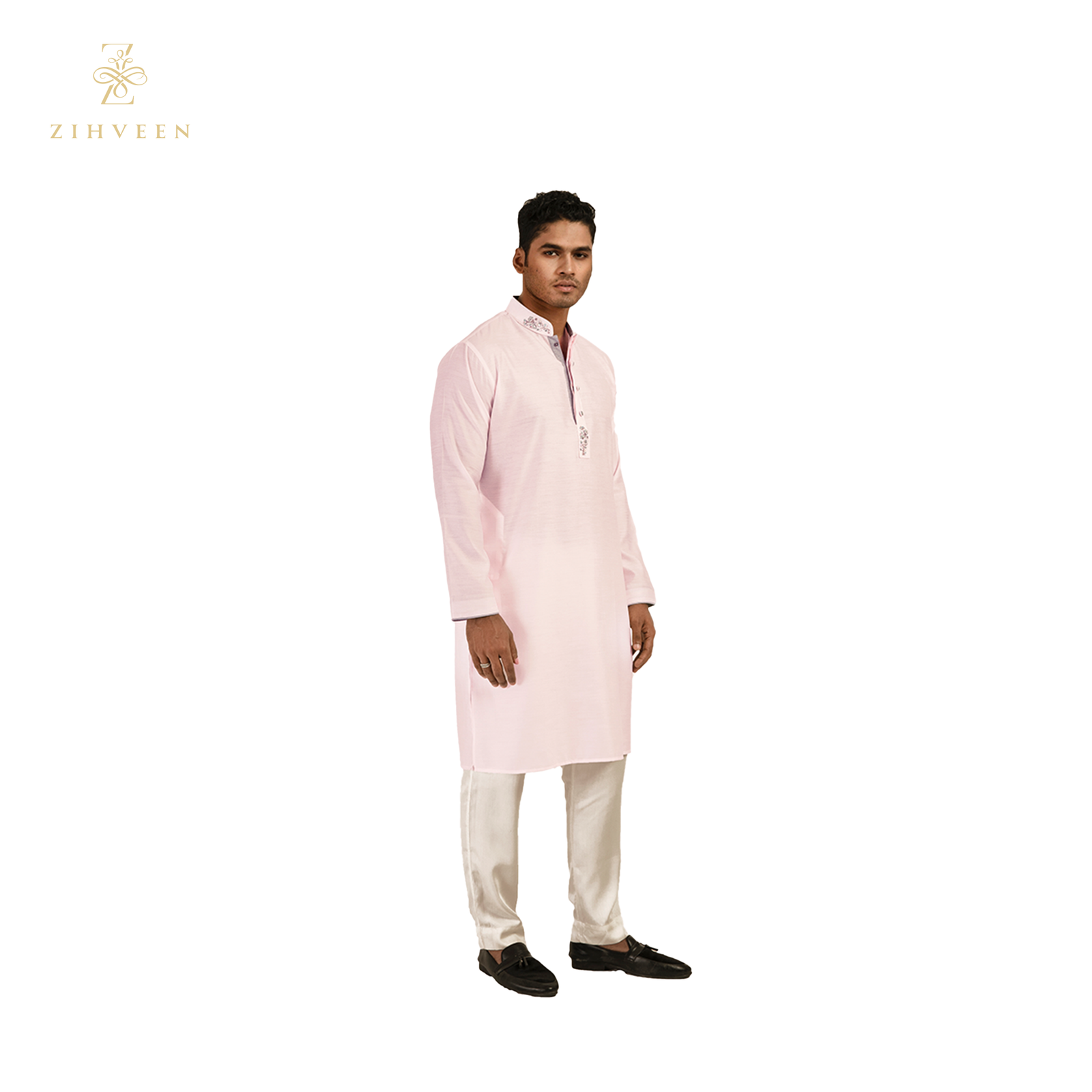 Ice Pink With Pastel Green Zardozi - ZVIP2539E - view 4