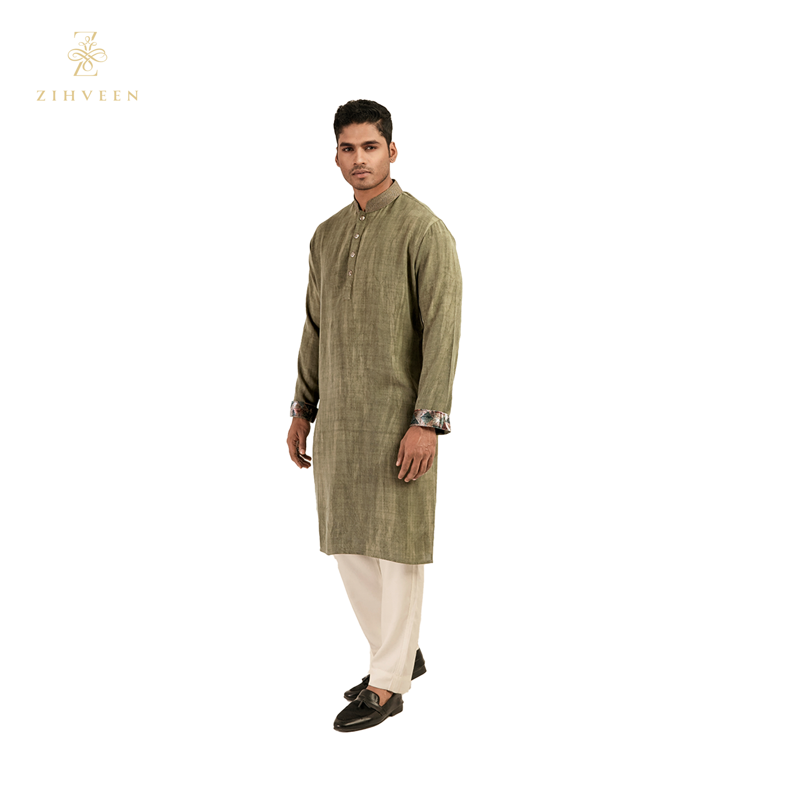 Mose Green With Aperture Collar Embroidery - ZVMG2528R - view 4