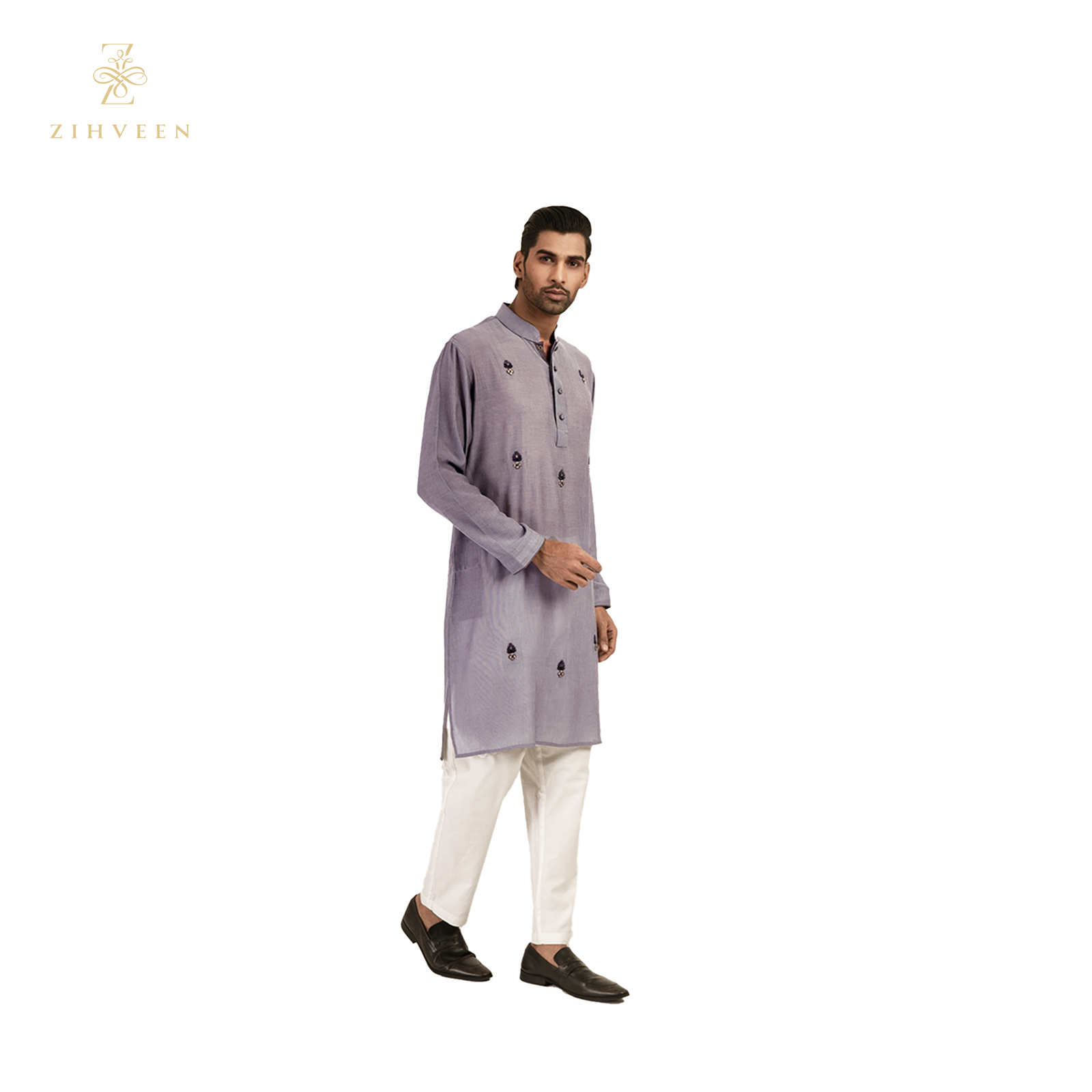 Flint grey allover zardozi - ZVFG2502E - view 4