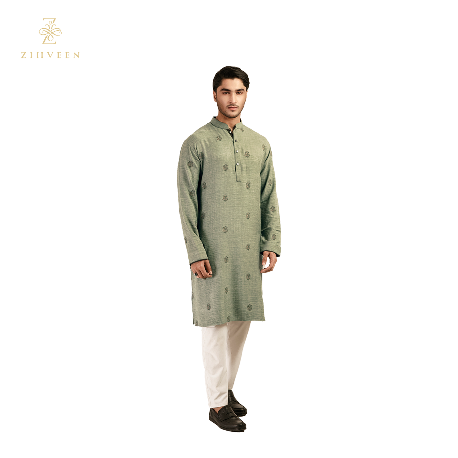 Fem green with allover fusion embroidery - ZVFG2505E - view 2