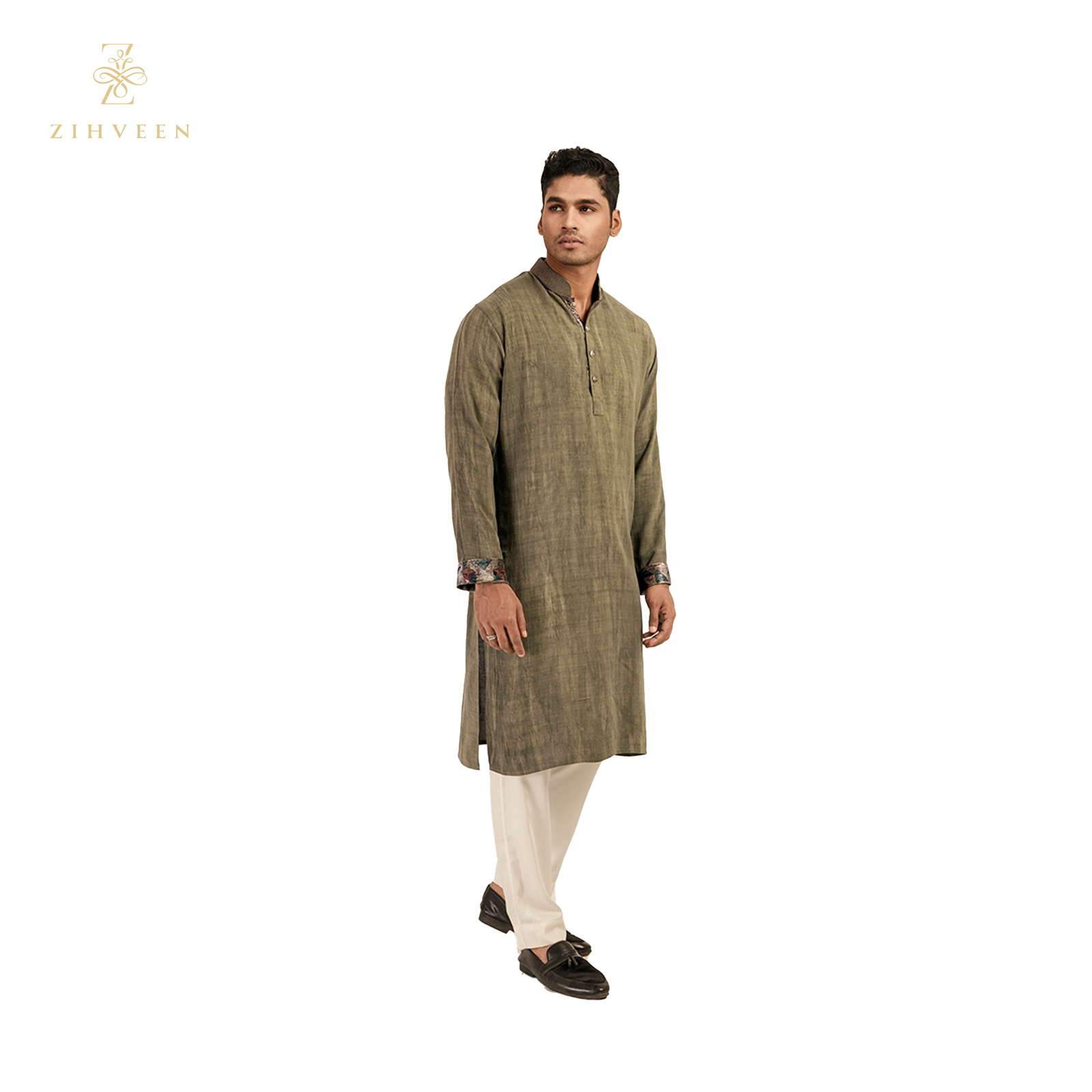 Mose Green With Aperture Collar Embroidery - ZVMG2528R - view 2