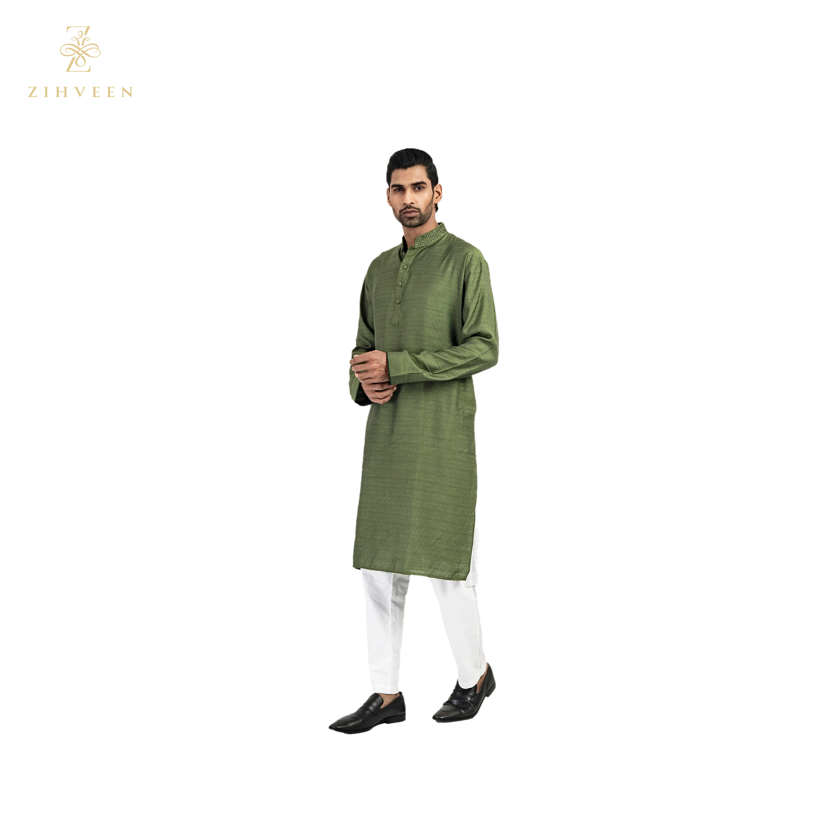 Pear green with collar embroidery - ZVPG2533R - view 4