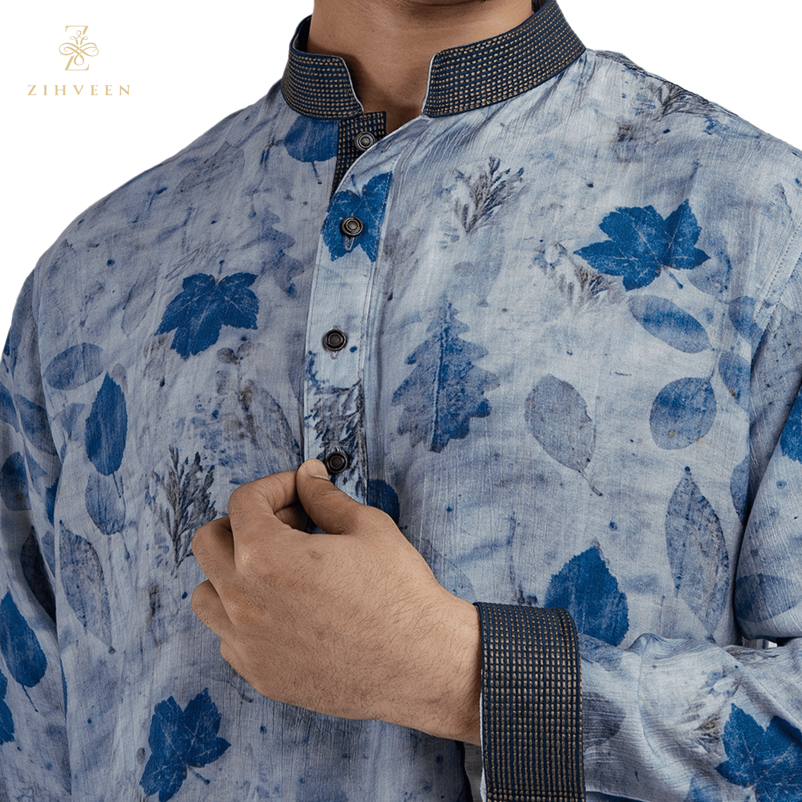 Digital nature amalgamation blue print - ZVDN2515R