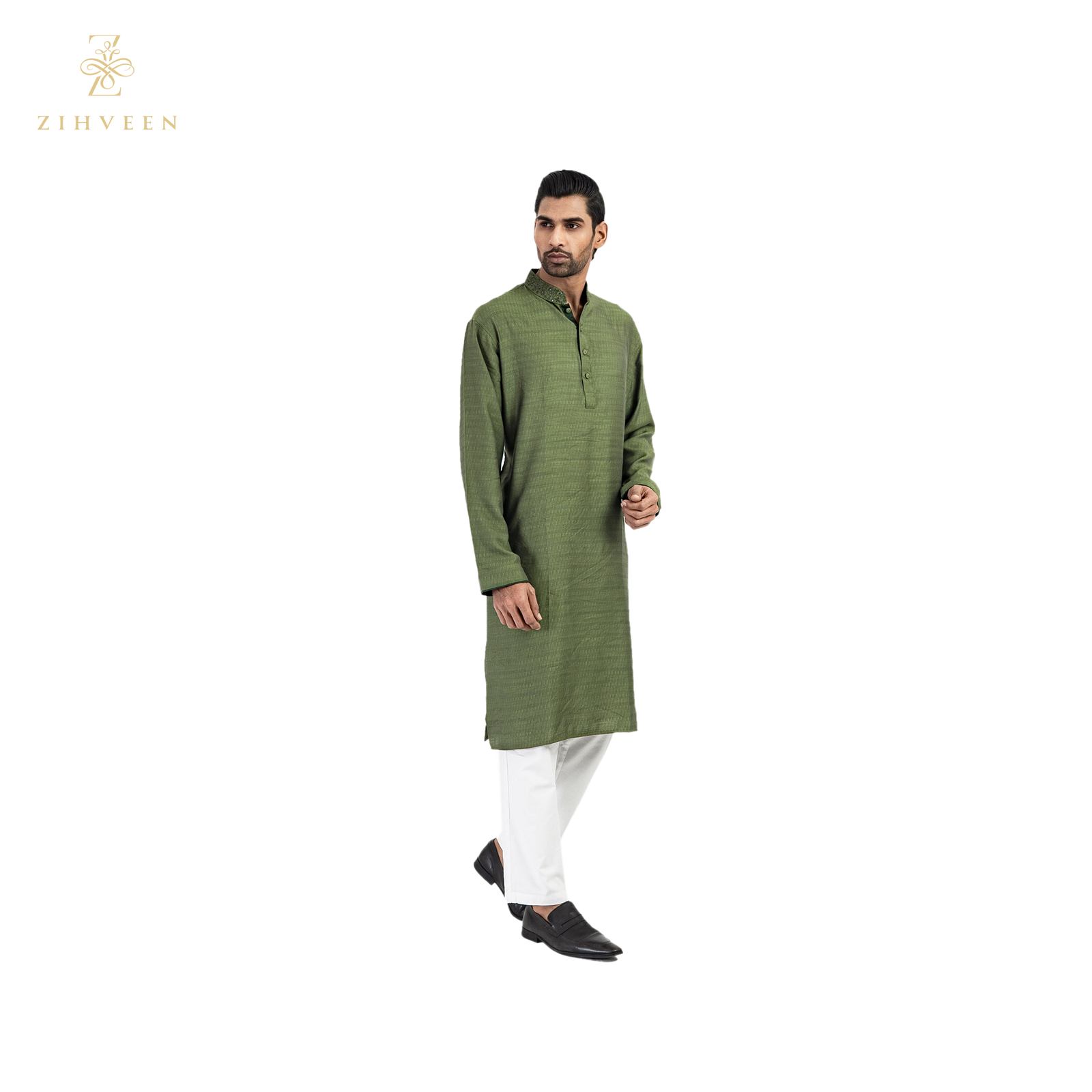 Pear green with collar embroidery - ZVPG2533R - view 2