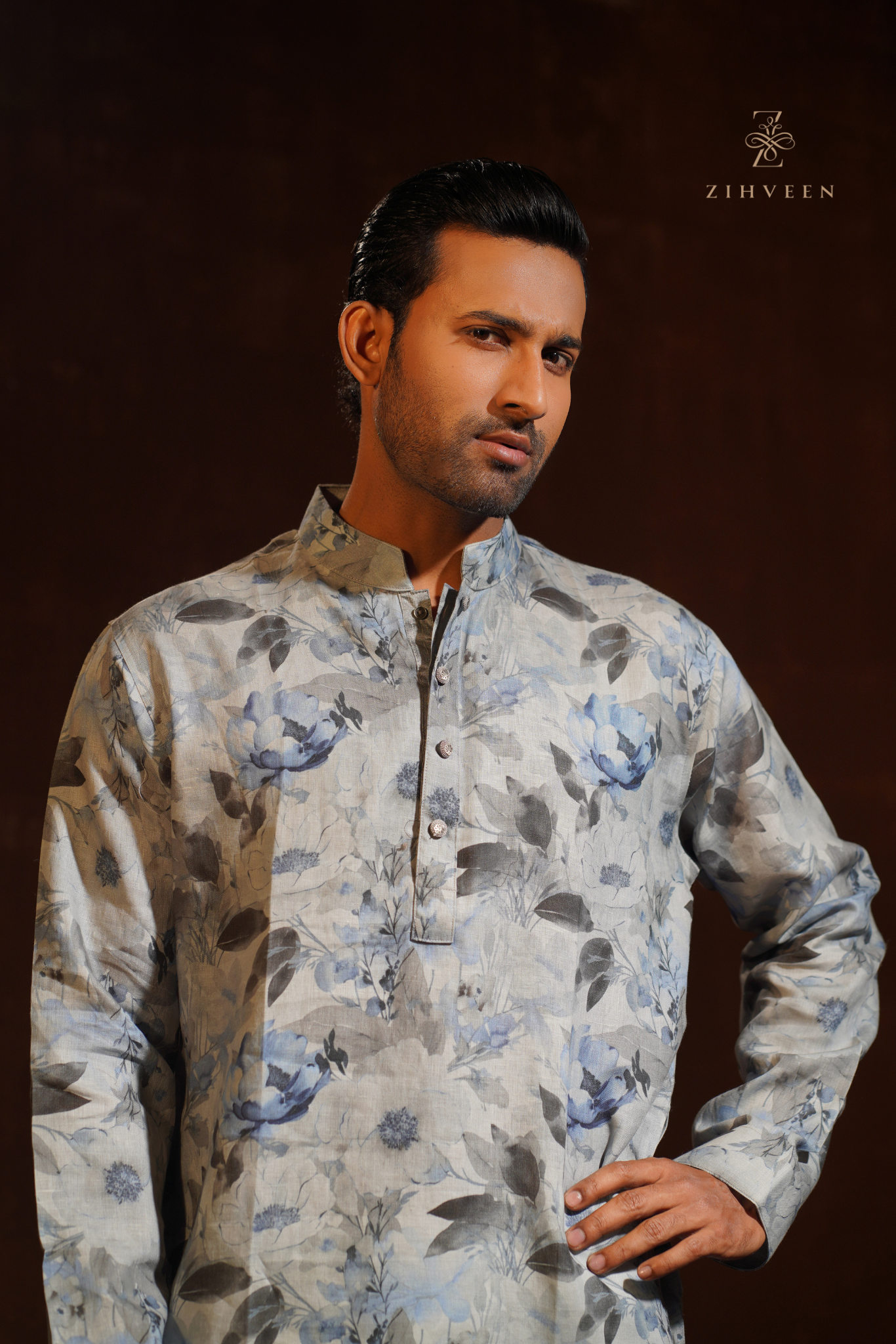 Pure Linen with Floral digital print