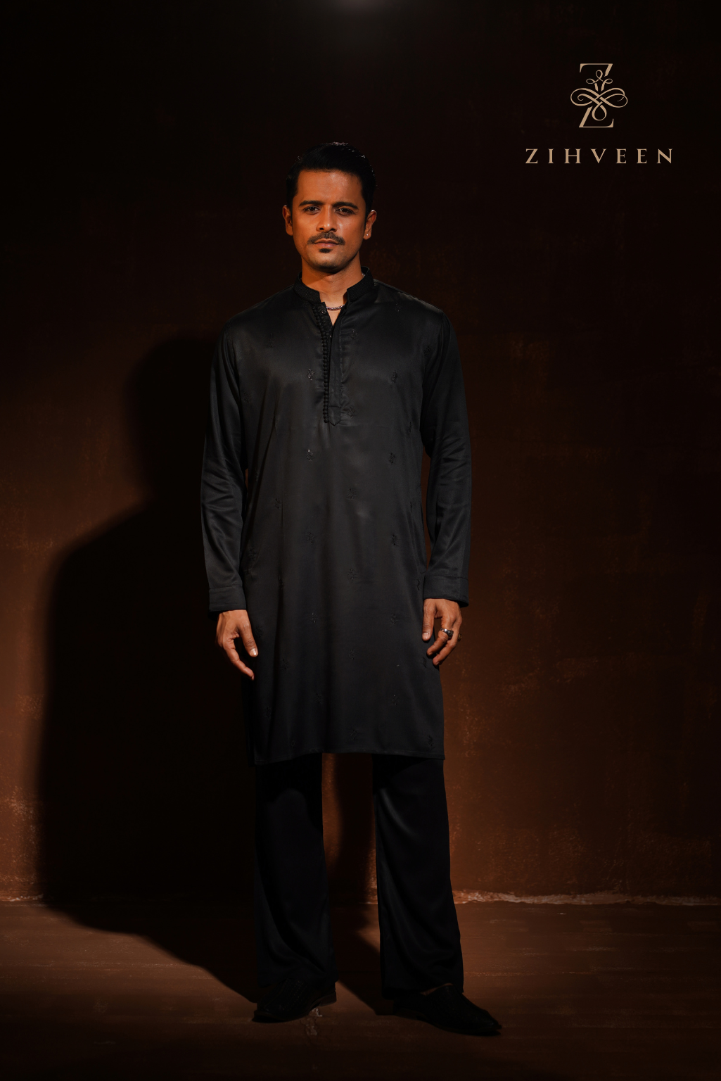 Black with allover sequin embroidery motif Co-ords - view 2