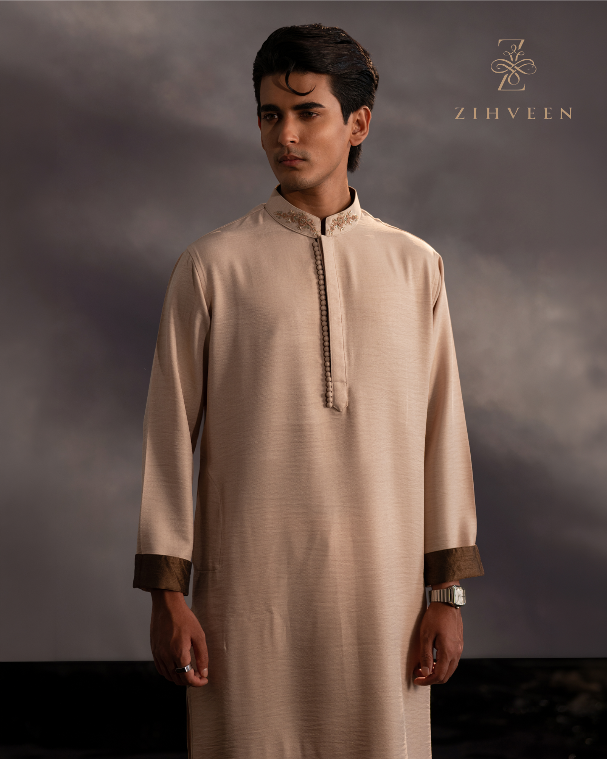 Burlywood brown with collar zardoji - view 2